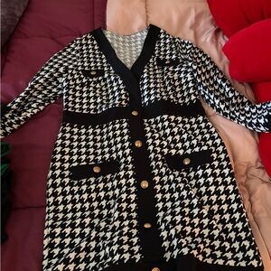 SHEIN Monochrome Houndstooth Dress